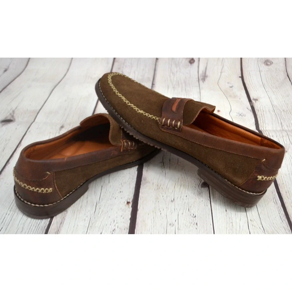 TOMMY BAHAMA Men's Finlay Penny Loafer‎ - Suede Leather SIZE 7 Olive Green Brown